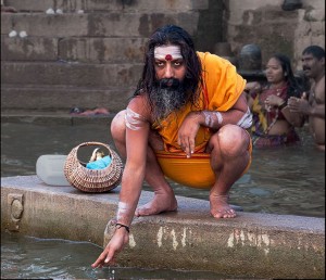Touching Ganges water